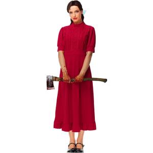 Halloween Womens Horror Movie Red Costume Short Sleeve Gothic Dress (X-Small)
