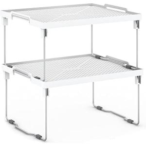 ums Kitchen Shelves Cabinet Organizer, Stackable Freezer Rack, Cupboard Box Organizer, Shelf Riser, Usable Storage Rack for Spice, Fridge Shelf Riser (12x11 inch), Pack of 2