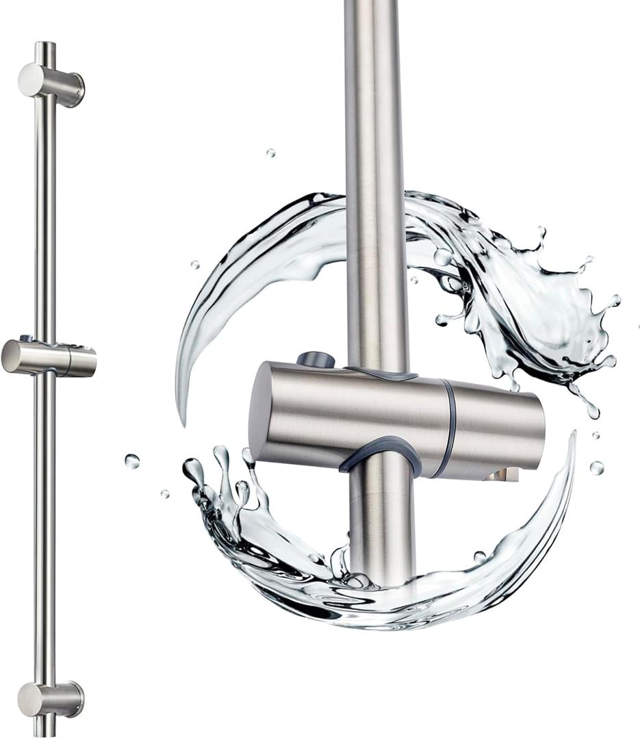 31.5 Inch Shower Slide Bar Wall Mount Brushed Nickel Shower Sliding Bar with Adjustable Shower Head Holder Detachable Shower Head Slide Bar for Bathroom