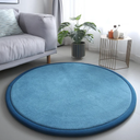 Loartee Thick Kids Round Rug - Coral Velvet Area Rugs, Memory Foam Circular Carpet for Nursery Playroom Home Decor Dormitory, Diameter 39 inch, Blue