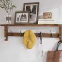 AMBIRD Coat Rack Wall Mount with Shelf, 28.9 Inches Coat Hooks Wall Mounted with 5 Hooks, Wall Hat Hooks for Hanging in Entryway, Living Room, Bathroom, Bedroom (Brown)