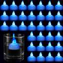 Honoson 24 Pack Flameless LED Floating Candles 1.6'' Waterproof LED Floating Tealights Battery Water Activated Tealights for Valentines Day Weddings Pool Centerpiece Party Decor(Blue)