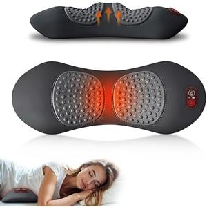 3 in 1 Upadate Rechargeable Electric Lumbar Support Pillow with Adjustable Height for Bed and Chair,Back Massager with Heat,Back Support Pillow for Lower Back Pain Relief,Waist Wedge Bolster (Black)