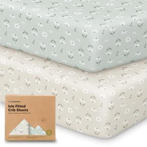 2-Pack Crib Sheets for Boys, Girls - Viscose Derived from Bamboo Fitted Crib Sheet, Baby Crib Sheets Neutral, Crib Mattress Sheet, Toddler Bed Sheets, Baby Sheets for Crib Fitted Sheets (Daisies)