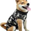 LIANZIMAU Dog Surgical Recovery Suit Onesie Breathable Abdominal Wounds and Protect Skin Anti Licking Cone E Collar Alternative After Post-Operation Wear (XL, Camo)