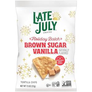 LATE JULY Snacks Brown Sugar Vanilla Flavored Tortilla Chips, 7.5 Oz Bag, BB 02 May 2026