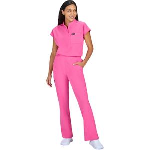KOI Basics Ari Women's 1-Pocket Stretch Tuck-in Scrub Top (Medium, Heather Pink Lemonade)