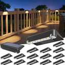 VOLISUN Solar Deck Lights 16 Pack, Bright Warm White Glow LED Large Size Lamp, IP65 Waterproof Step Lights Outdoor for Deck, Step, Fence, Railing, Wall and Stairs(Black)