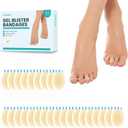 Hydrocolloid Gel Blister Bandages Pads - Promifun Blister Cushions - Water Resistant Hydrocolloid Bandage for Foot, Toe, Heel - Gel Blister Bandages for Prevention & Recovery (27 ct, Toe Pack)