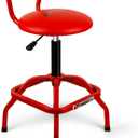 Garage Stool, Adjustable Height Swivel Work Mechanic Shop Stool with Backrest, Pneumatic Shop Chair for Home, Workshop, 300 LBS Capacity, 360 Rotation, Heavy Duty, Red