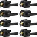 5 Pack Matte Black Door Handles Privacy Door Levers, Keyless Interior Door Knobs Square Door Levers Heavy Duty Door Locks for Bedroom Bathroom, Reversible Flat Levers