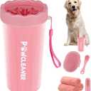 Professional 7 in 1 Dog Paw Cleaner for Dogs - Includes 1 Portable Paw Washer, 1 Bath Brush, 2 Dog Toothbrushes and 3 Absorbent Towels Note: Fits Paws 2.5 to 3.5 Inches Wide (Large, Light Pink)