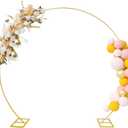 Metal Balloon Arch, Round Arch Backdrop Stand 8 FT(2.5M) Large Golden Circle Arch Frame with Base for Birthday, Wedding, Party, and Baby Shower Photo Background Decorations (Gold) (7.9FT)