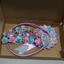 4 Pack Mermaid 5th Birthday Decorations 5th Birthday Crown Headdress Ribbon Starfish Shell Mermaid Tail Cake Decoration Gift