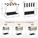 26.77" Full Assembled Luggage Rack for Guest Room, Set of 2 Suitcase Stand | Bamboo Foldable Luggage Stand Suitcase, Bedroom & Hotel, Luggage Holder with 5 Nylon Straps, 600D Oxford Fabric Shelf (White)
