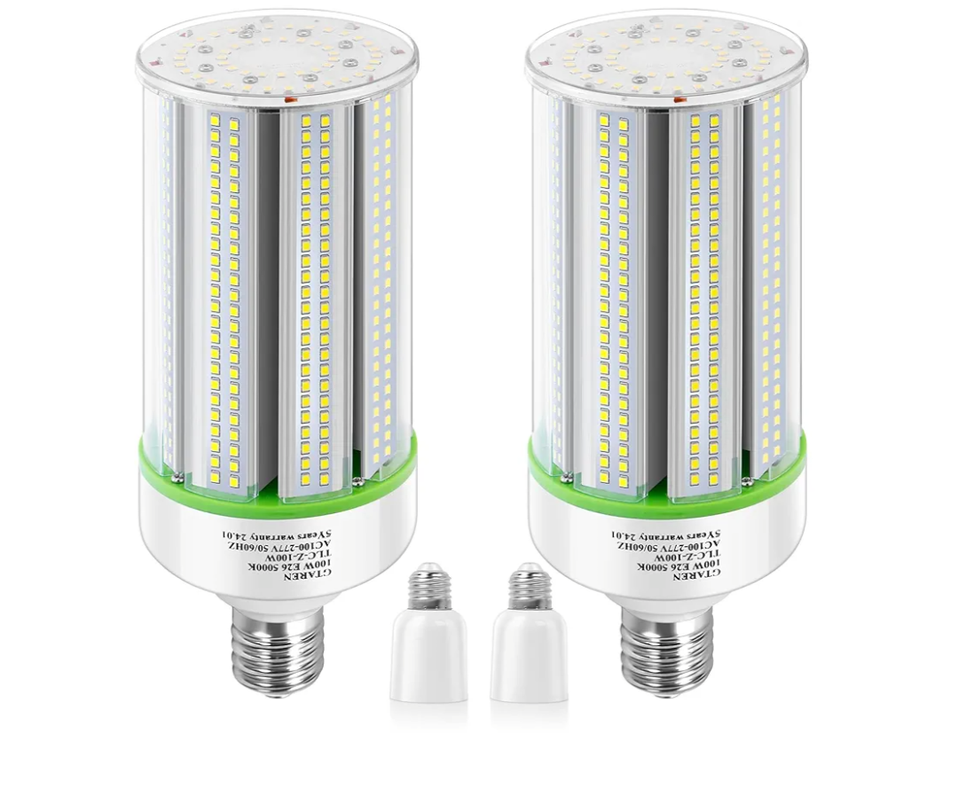 2-Pack 100W LED Corn Bulbs,5000K,AC110-277V,14000lm,E26/E39 Base, LED Replacement Metal Halide HID CFL for Commercial Industrial Lighting Warehouse High Bay Light Fixture Garage Workshop