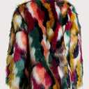 Gihuo Faux Fur Coat Women Winter Fur Fluffy Jacket Multicolor Furry Coat Jackets, L