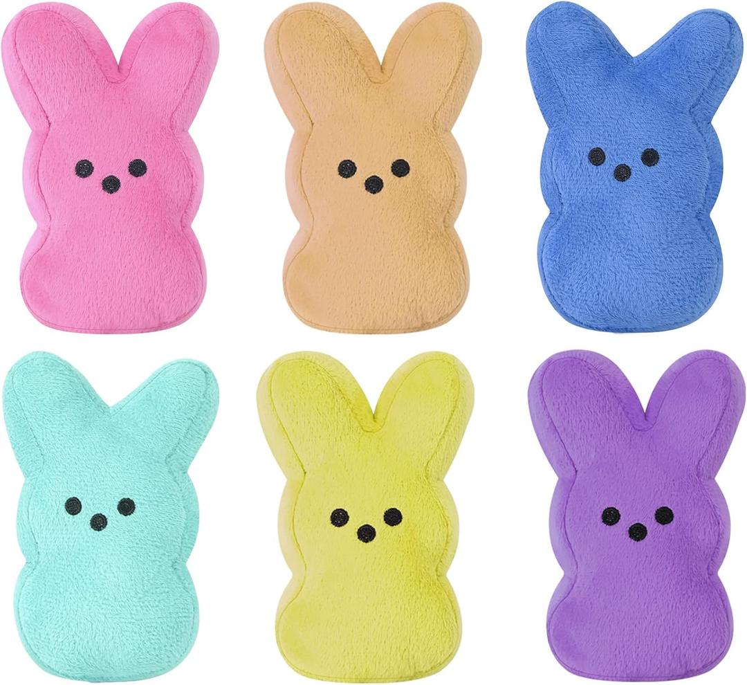 vizethru 6 Pcs Easter Bunny Plush Toys,Easter Basket Stuffers Toys for Kids,Bunny Stuffed Animals, Easter Party Favors Gift Toys for Kids