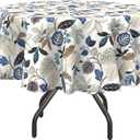 DYTXIII Outdoor Round Tablecloth with Umbrella Hole 60 Inch, Water Repellent & Fade Resistant Table Cover, All Weather Outdoor Tablecloth for Garden & Party Table, Breeze Leaves Beige
