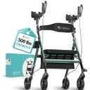 Helavo 28.3" Extra Wide Bariatric Upright Walker, 500 lbs CapacityAll Terrain Tall Standing Rollator, Padded Armrests, Height Adjustable, Aluminium Frame, 24.9 lbs, 8" Solid Rubber Tires