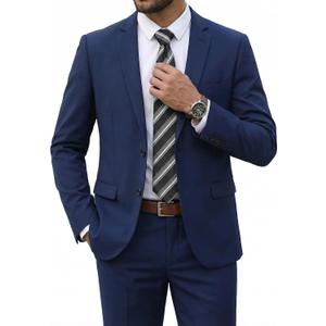 COOFANDY Men's 2 Piece Suits Classic Fit 2 Button Dress Suits Tuxedo Jacket Blazer for Wedding Business Dinner Prom L