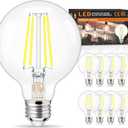 hansang 8 Pack Bathroom Light Bulbs, 6000K Daylight, 60W Equivalent G25 LED Edison Globe Light Bulb, E26 Base Round Light Bulbs for Bathroom Vanity Mirror, 6W LED, CRI 85+, 600LM, 120V, Non-dimmable