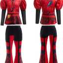 Girls Rise Red Costume with Wig Kids Movie Dress Up Outfits Halloween Birthday Party Role Play Clothes (2-3 Years)