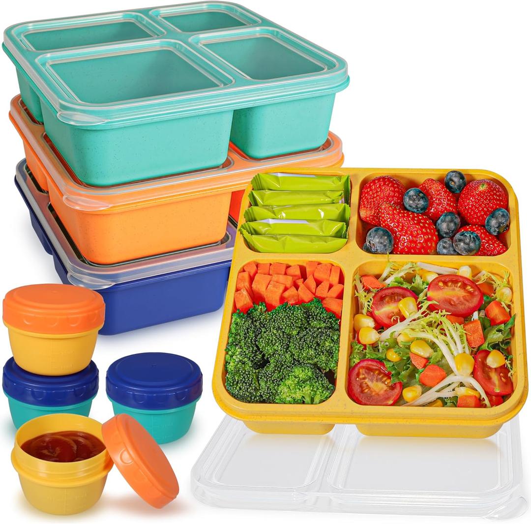 Original 40OZ Lunchable Container with Dressing Container, 4 Compartments Bento Box Lunch Box Microwave Safe Meal Prep Containers Snack Containers for Kids, 4 Pack Lunch Box for Adults Original 40OZ Lunchable Container with Dressing Container, 4 Compartments Bento Box Lunch Box Microwave Safe Meal Prep Containers Snack Containers for Kids, 4 Pack Lunch Box for Adults