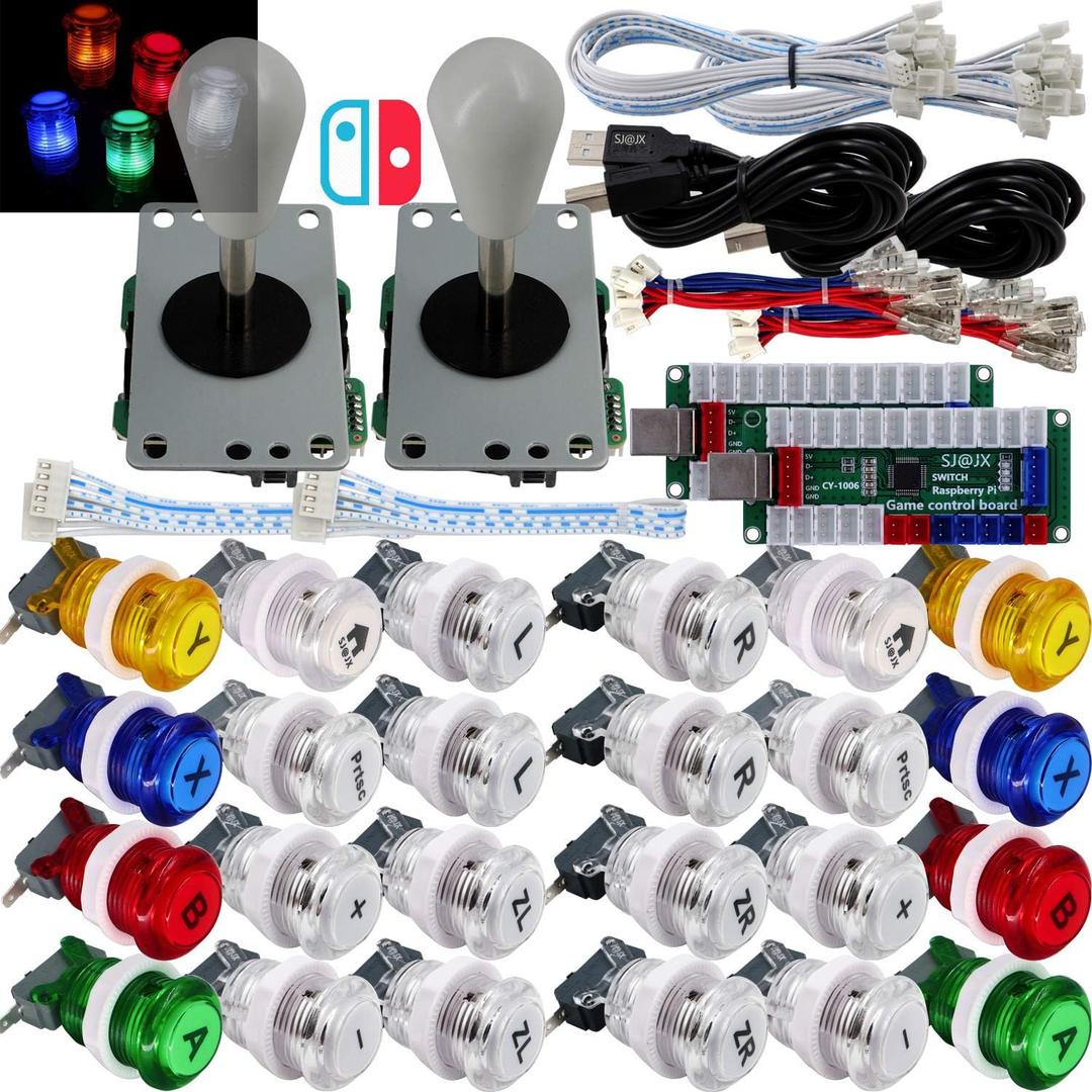 SJ@JX Arcade Game LED Controller Lamp USB Encoder 2 Player Gamepad Microswitch Light Button 8way LED Joystick for Nintendo Switch PC PS3 Retropie Raspberry Pi MAME (Multicolor)