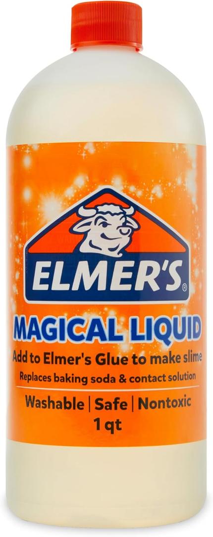 Elmer's Magical Liquid, Slime Activator Solution, Updated Formula for Double Slime Output, Safe and Washable, 1 Quart (Clear)