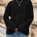 PRETTYGARDEN Oversized Sweaters for Women 2025 Fall Cute Cable Knit Long Sleeve Crewneck Chunky Pullover Tops Winter Clothing (Black)