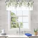 2 x Sage Green Eucalyptus Leaves Curtain Valance for Windows Watercolor Window Treatments 1 Panel Short Curtains for Kitchen Windows Bathroom Bedroom,42 x 12 Inch