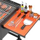 Silicone Grill Mat Compatible with Blackstone, BBQ Griddle Tools Mat with Drip Pad, Spatula Mat for Outdoor Kitchen Counter, Gifts for Men (Orange)