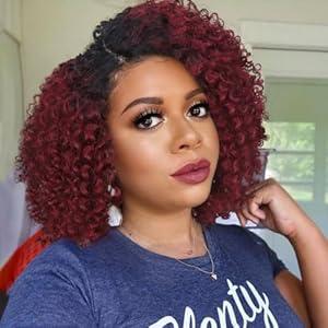 Black Lace Front Wigs Human Hair Glueless Wigs Short Kinky Curly Wig HD Lace Side Part Curly Bob Wigs 160 Density Brazilian Virgin Human Hair for Black Women (OT1B/ BUG#, 10 Inch)
