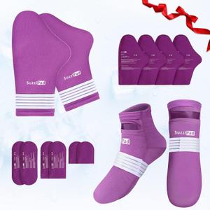 SuzziPad Cold Socks & Hand Ice Pack, Cooling Gloves for Chemotherapy, Chemo Care Package for Women and Men, S/M, Purple