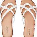 Luoika Women's Wide Width Flat Sandals, Flip Flop Slides Sandal Casual Strapy Sandal Slip on Summer Beach Shoes for Women. 9.5