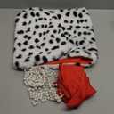 Yaomiao 5 Pcs Halloween Costume Faux Stole Outfit Accessories Set Black and White Scarf Red Gloves for 1920s