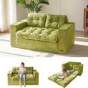 MAXYOYO Convertible Sofa Bed, Pull Out Loveseat Sleeper Sofa, 2 in 1 Folding Couch Bed, Fold Out Floor Couch with Pillows for Living Room Bedroom Lounge, Green