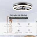 STERREN 20'' Modern Low Profile Ceiling Fan with Light, Bedroom LED Ceiling Fan with Remote Control, Bladeless Flush Mount Black Fan Lights Ceiling Fixtures for Living Room,Small Room, 19.7 inch