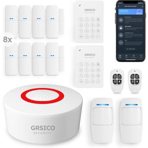 Wireless Home Alarm System 15 Piece Kit, WiFi Alarm System for Home Security with Phone APP Alert (Alarm Siren, Keypad, Remote, Motion, and Door Sensors) for Home, Apartment, Work with Alexa (B-15Pack)