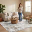 Washable Rugs 5x7 Area Rugs for Living Room,Rug for Bedroom, Vintage Distressed Non-Slip, Ultra Soft Faux Wool Carpet for Dining Room, Beige Brown for Home Office Dcor