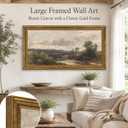 Framed Large Vintage Farmhouse Country Nature Landscape Wall Art 24×48in