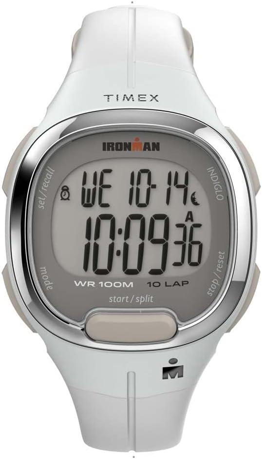Timex Women's Ironman Triathlon Transit 33mm Resin Strap Watch (White/Chrome-tone)