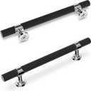 10 Pack 5 Inch Cabinet Pulls knurled Matte Black and Polished Chrome Kitchen Cabinet Handles Aluminum and Zinc Alloy Drawer Pulls Solid Cabinet Hardware