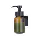 Fonveth Glass Soap Dispenser, Soap Dispenser Drill Free Wall Mount, Thick Glass Amber Bottle Wall Mount, Round Bottles Dispenser with Rustproof Pump Black Pump Head