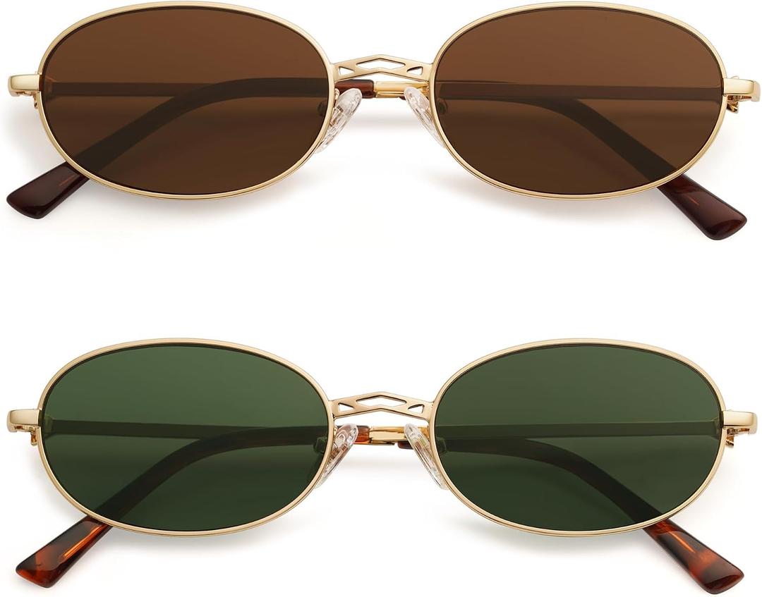 Appassal Retro Oval Sunglasses for Women Men Trendy Designer 90s Vintage Y2k Sunnies AP3662