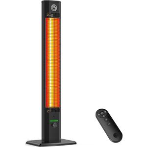 BALKO 42INCH Outdoor Heater, 9 Heat Levels & 540Min Timer, Child Safety Lock, IP65 Waterproof Garage Heater, 1500W Infrared Heating,Tip-Over & Overheat Protection, Patio Heaters for Outdoor Use Indoor (Black)