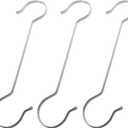 3PCS Stainless Steel S Hooks, 11.8 inches, Silver, No Punch Hooks for Hanging Kitchen Utensils, Plants, Wind Chimes