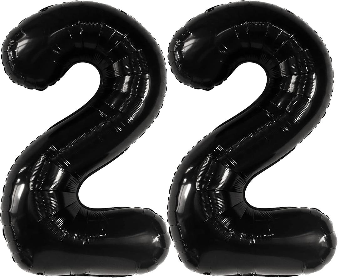 KatchOn, 22 Balloon Number Black - 40 Inch, 22 Number Balloons | Black 22 Balloons for 22 Birthday Decorations for Men | Number 22 Balloons | Number Balloons for Happy Anniversary Decorations