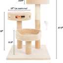 Cat Tree - 3-Tier Tall Cat Tower Condo with 2 Napping Perches, Sisal Rope Scratching Post, Hanging Mouse and Interactive Wheel Toy by PETMAKER (Beige), 27.5"